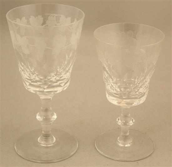 An Edinburgh crystal sixty three piece suite of drinking glasses and a matching decanter and stopper, 20th century